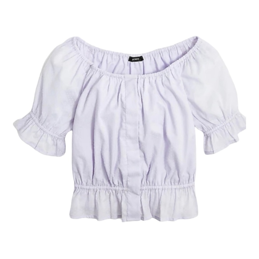 J. Crew Gathered Scoopneck Top in Swiss Dot